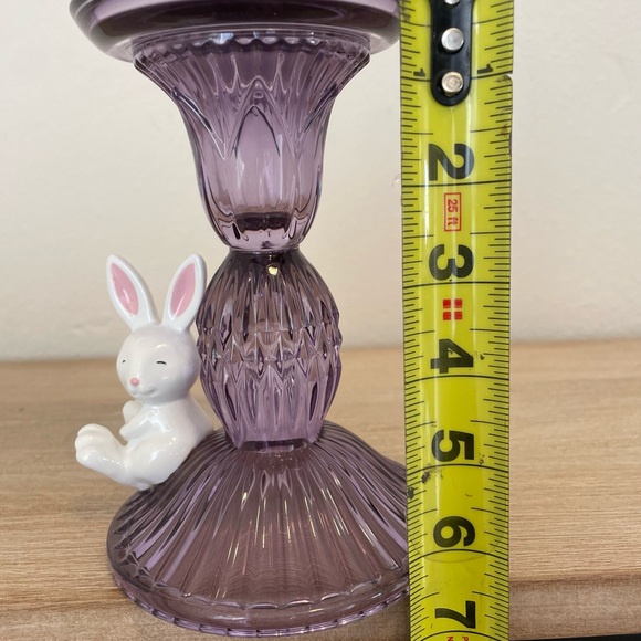 NWT Bath & Bodyworks Purple Glass Candle Holder with White Bunny Accent - Picture 2 of 5